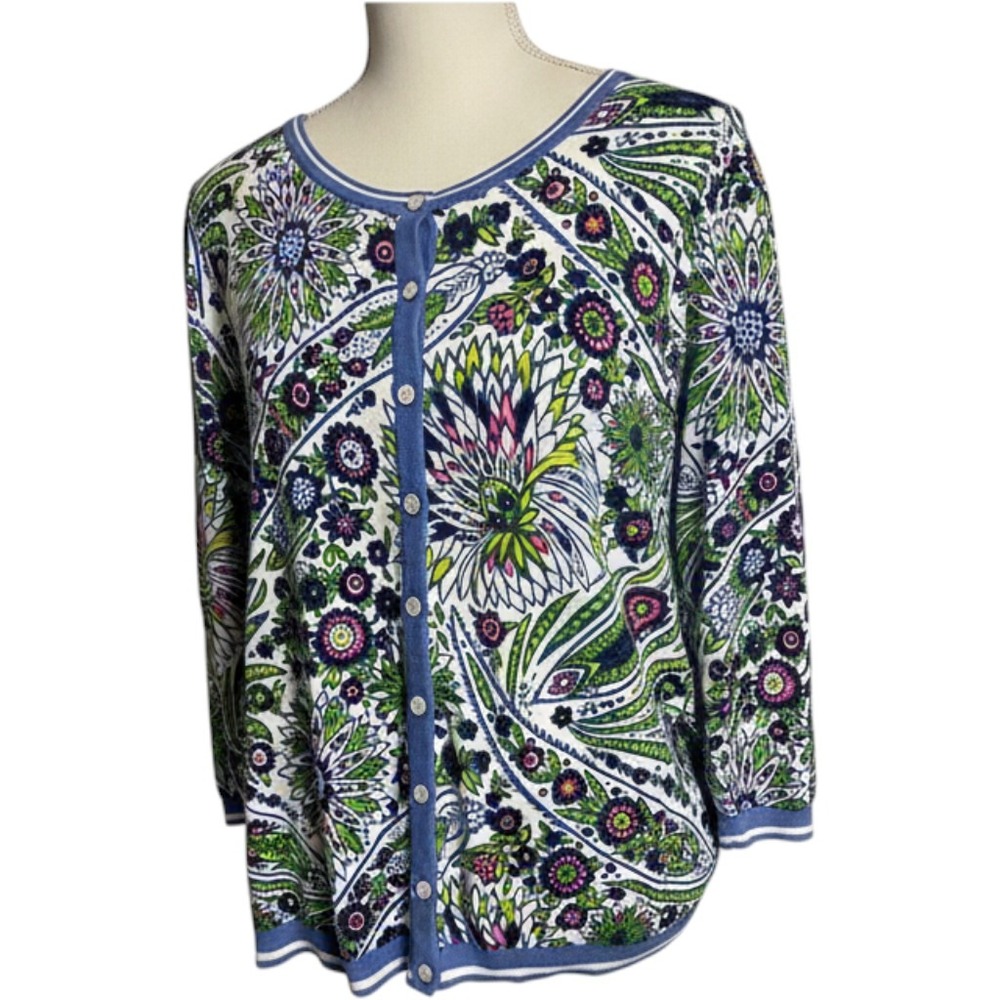 Talbots Floral Blooming Paisley Charming Cardigan Women's 1X